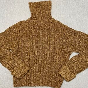 Gold and Brown Turtleneck Sweater